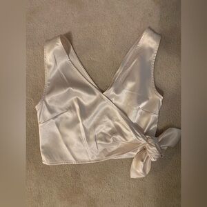 Topshop champagne satin crop top